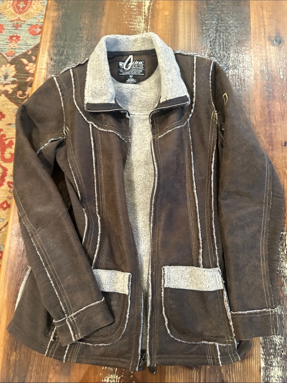 Kühl Brown Jacket with Gray Sherpa Trim